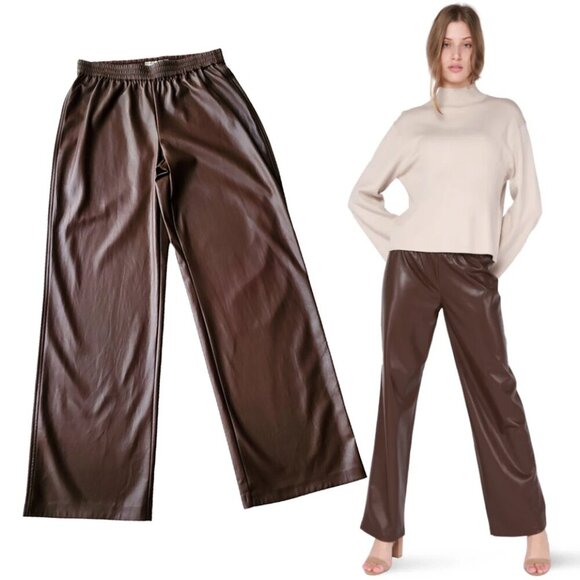 Black Tape Brown Wide Leg Pants - Picture 1 of 15